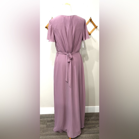 NWT JJshouse A-Line V-neck Asymmetrical Chiffon
Bridesmaid Dress Size 14 - Picture 6 of 13